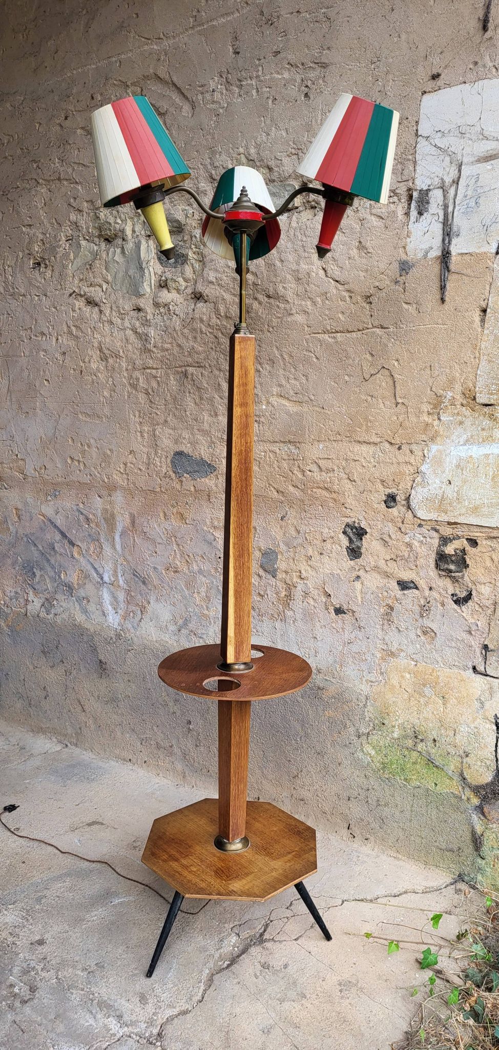 Lampadaire tablette 3 feux vintage années 50