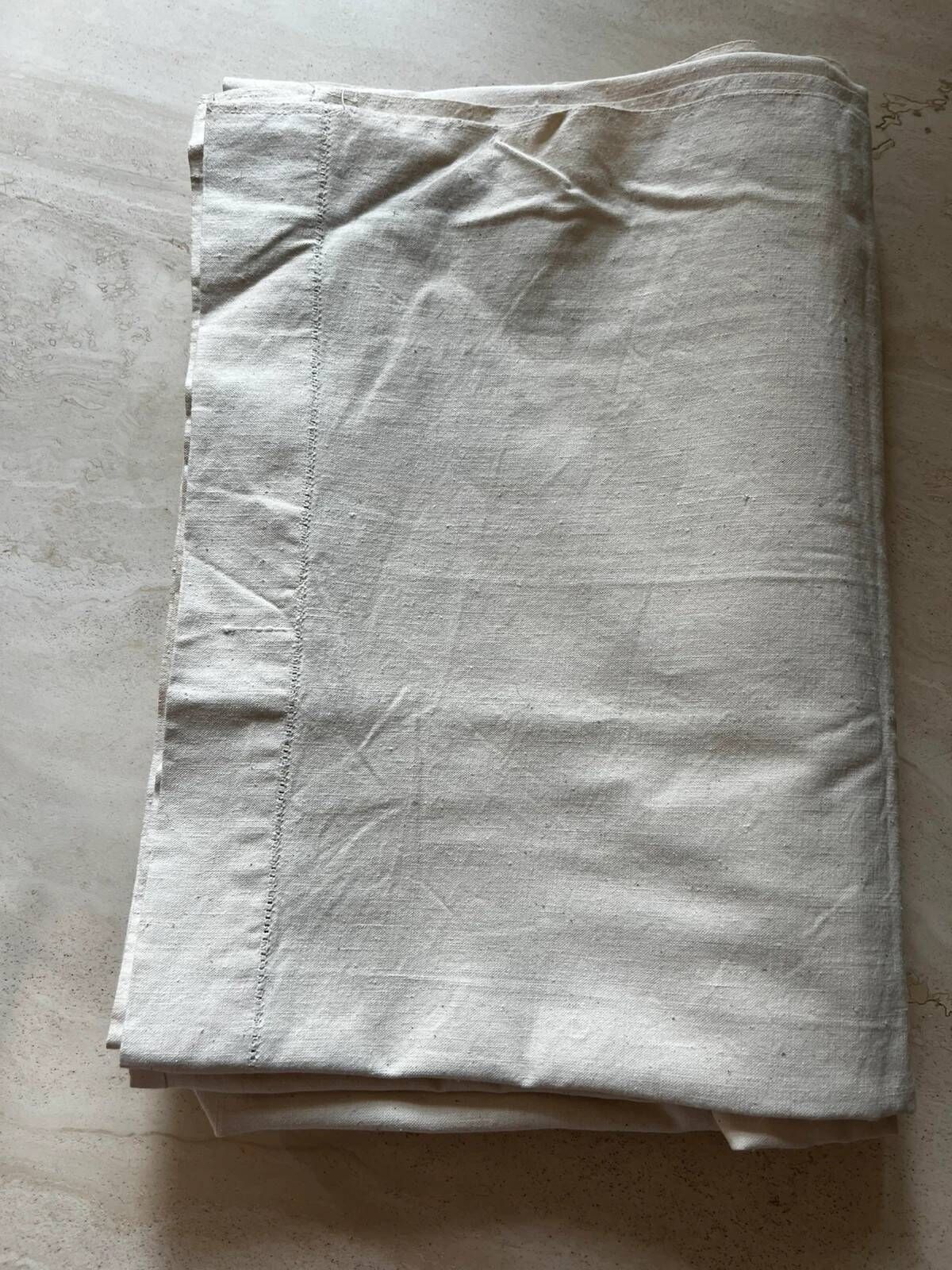 Large antique hemp linen cloth, hand-stitched.