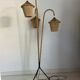 Lampadaire vintage tripode en métal et corde