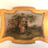 Old Decorative Golden Wood Plate