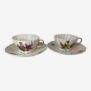 2 tasses en porcelaine extra fine