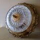 Ceiling lamp glass and vintage gilded metal