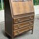 Secretary desk with a drop-down front in solid wood, Louis XV style.