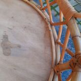 60s rattan hanging planter