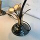 Set of 2 vintage lotus table lamps / capiz shell lamps