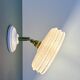 Vintage wall lamp with pink Clichy glass shade and silver edging