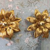 Wall lamps gilded metal sheets