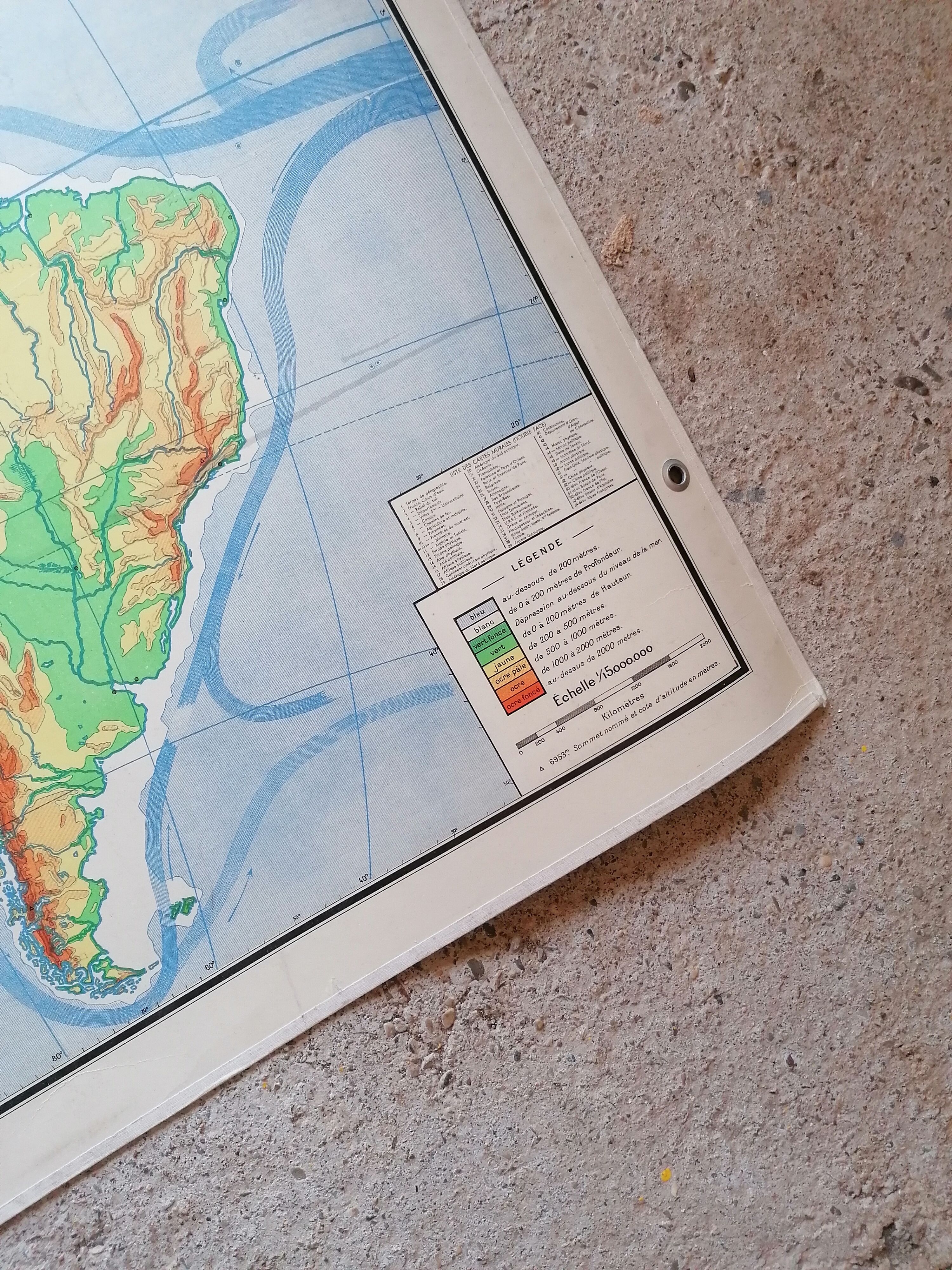 Old physical map American continent Vidal-Lablache