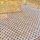 Canned rattan dining table and vintage glass