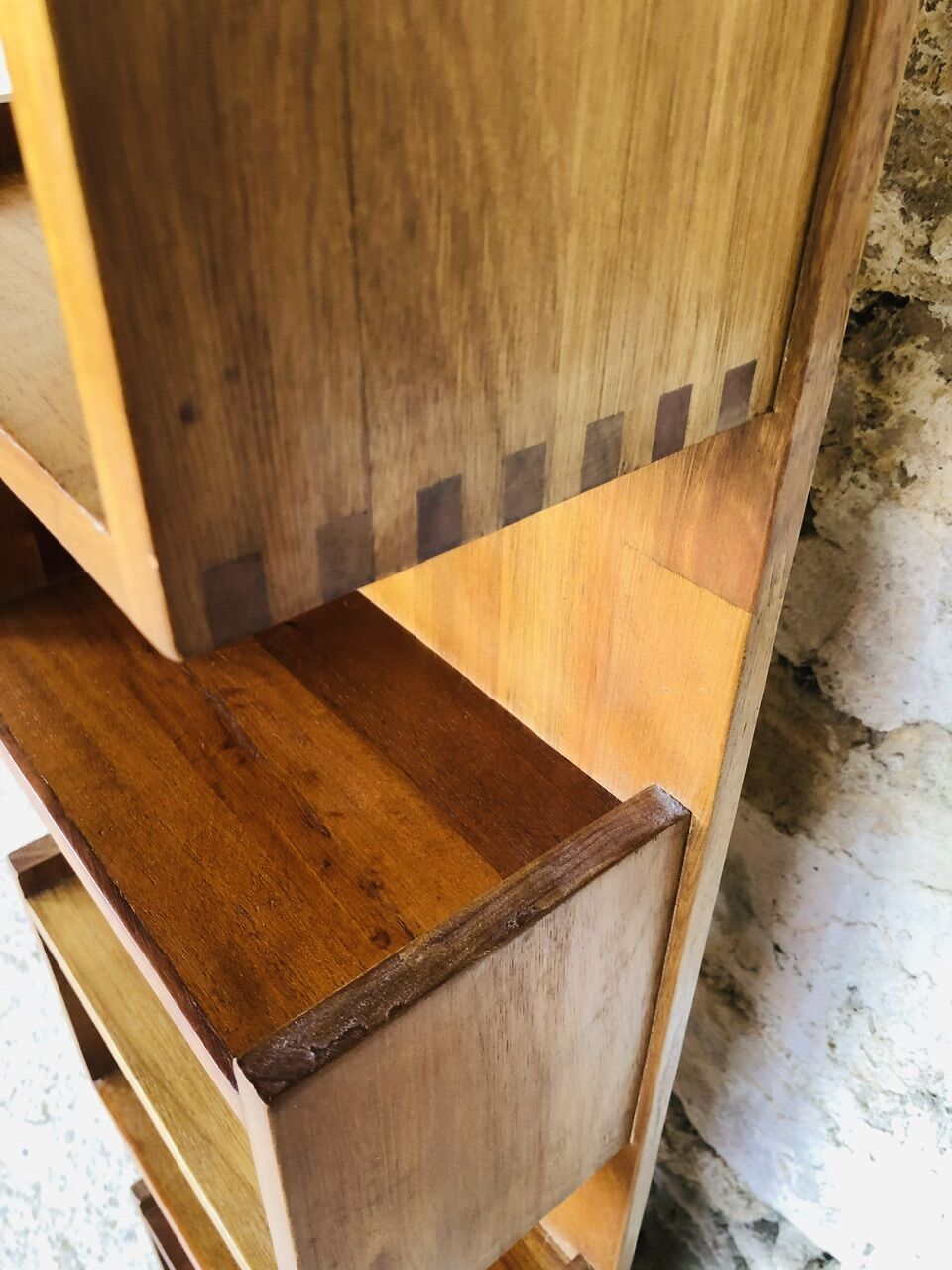 Vintage straight wall shelf, Scandinavian teak style, Circa 70's