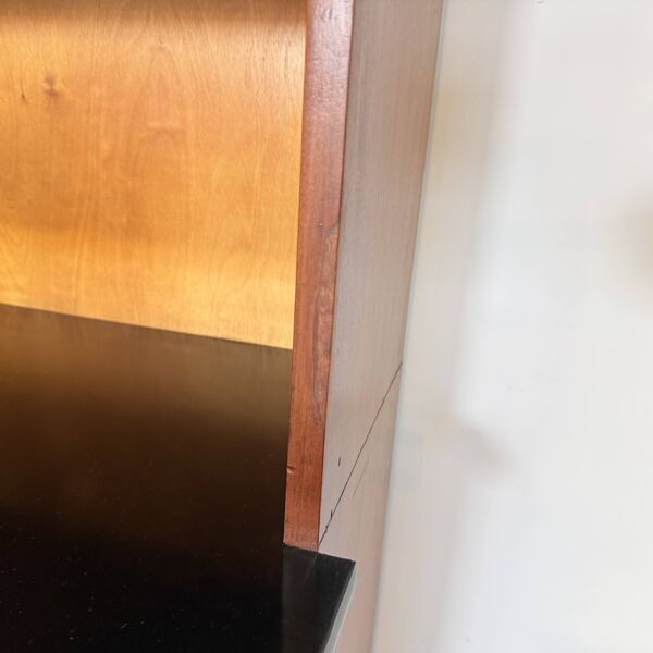 Cabinet de pharmacie allemand vintage en acajou, formica et laiton   Milieu du siècle