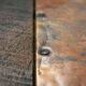 Brutalist copper and oak coffee or side table, 1970s