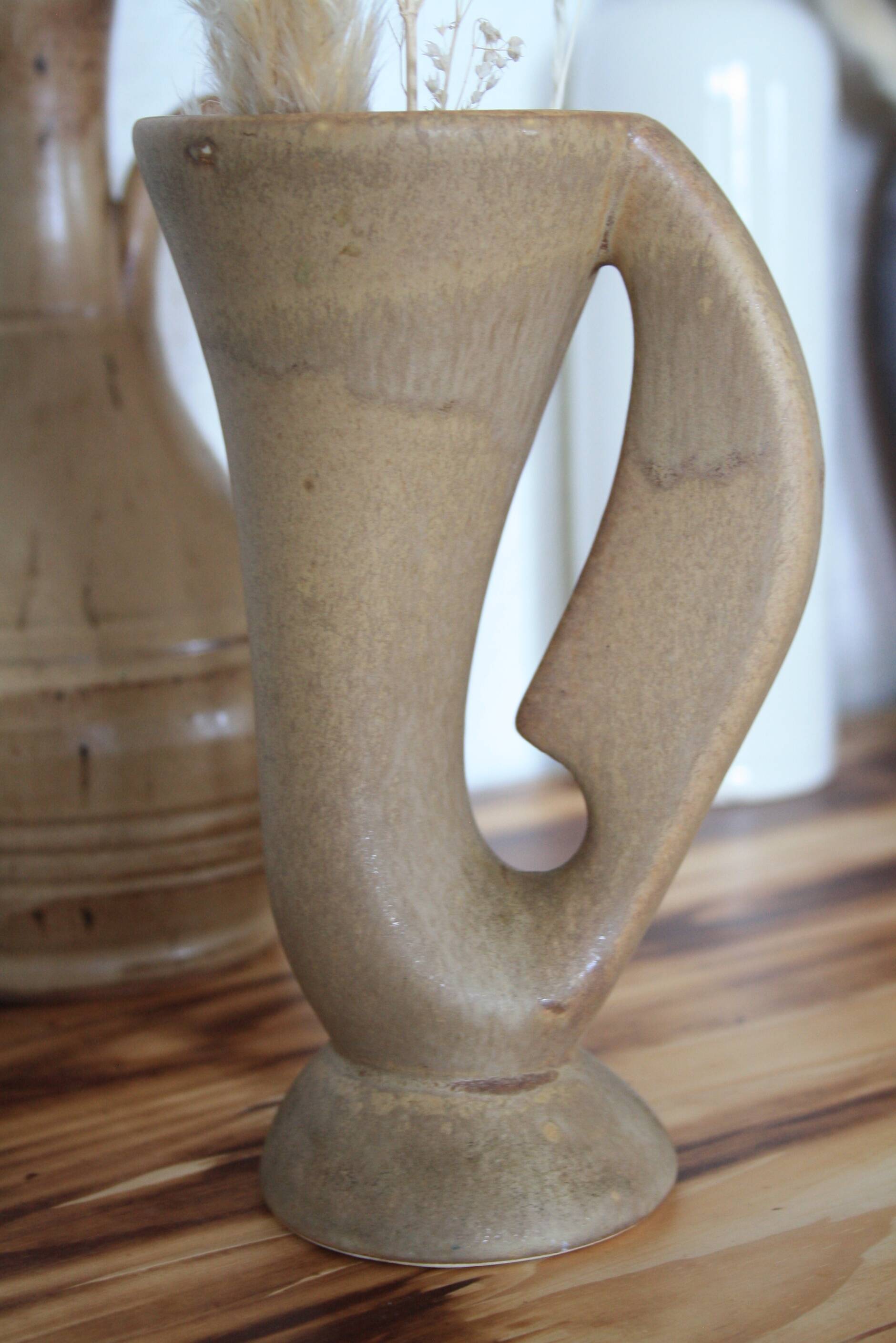 Set of 2 antique stoneware carafes/pitchers