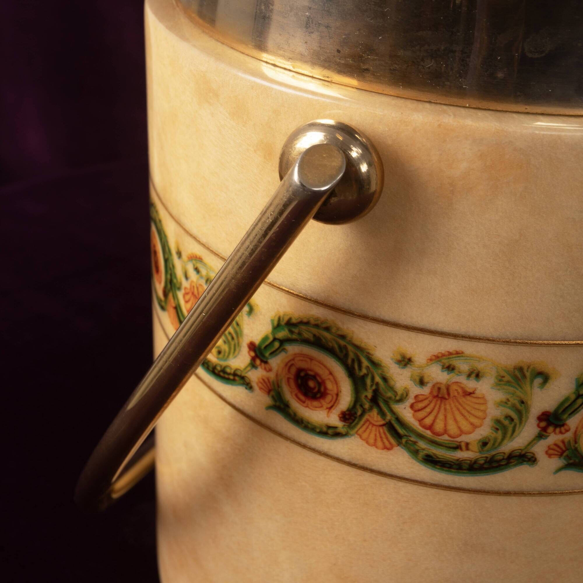 Aldo Tura Mod. 1225D Goatskin Parchment Ice Bucket / Thermos Italy 1970