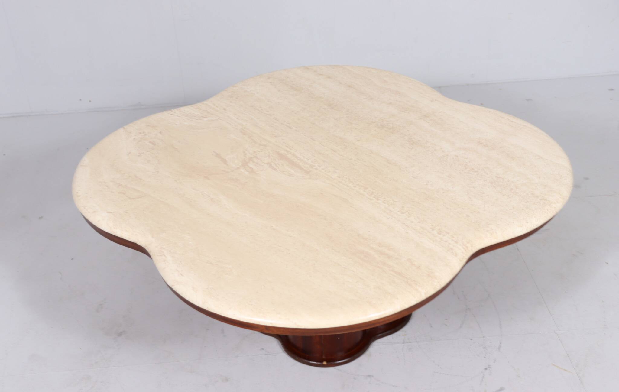 Coffee table with cloverleaf-shaped travertine top, Italy, 1970s