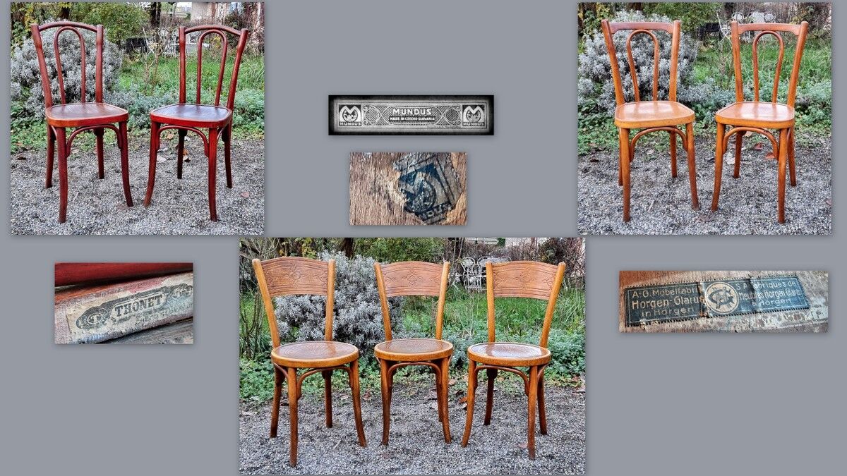 Lot 7 bistro chairs early twentieth in bentwood