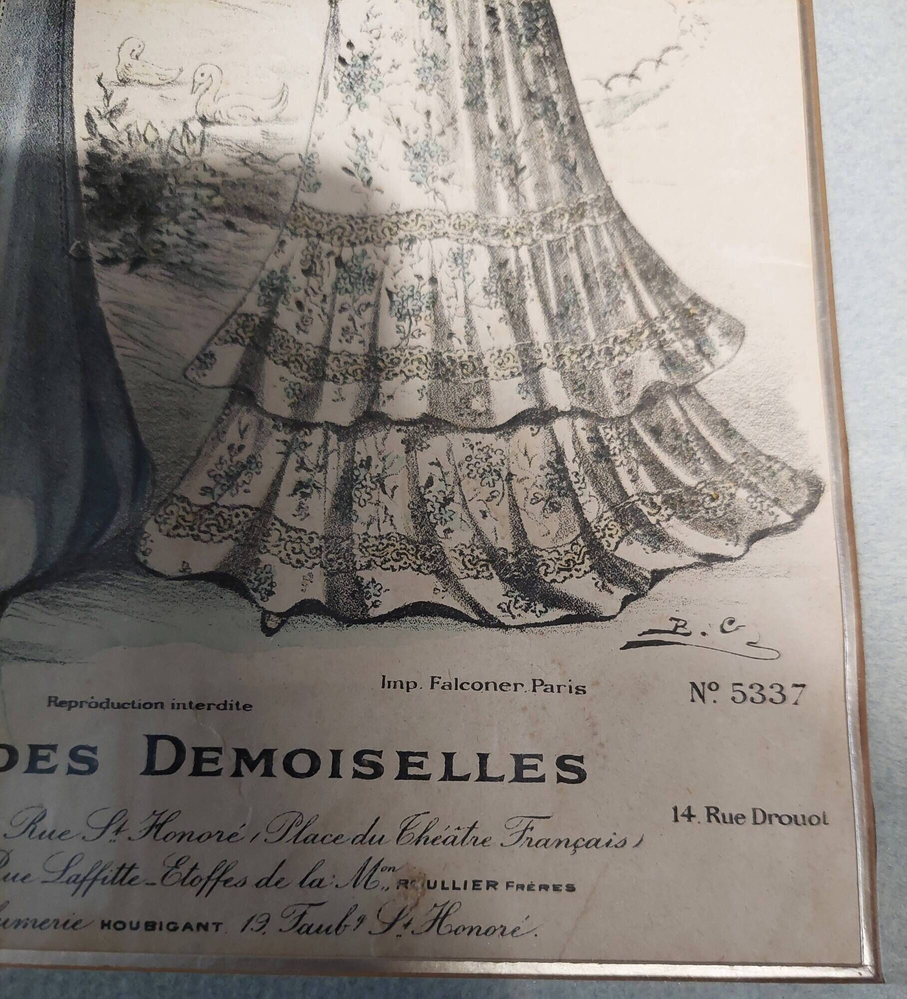 Framed fashion print journal des demoiselles 1904