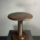 Midcentury brutalist wood turned side table, Charles Dudouyt style, 1950s