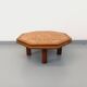 Octagonal coffee table Barrois with vintage herbarium patterns in oak and ceramic.