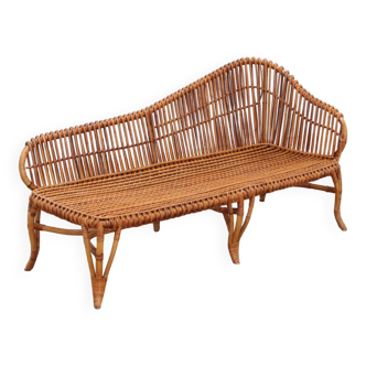 Chaise longue exclusive en bambou et rotin attribuée à Franco Albini