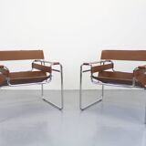 Wassily Chair Brown Leather Marcel Breuer Knoll Seats