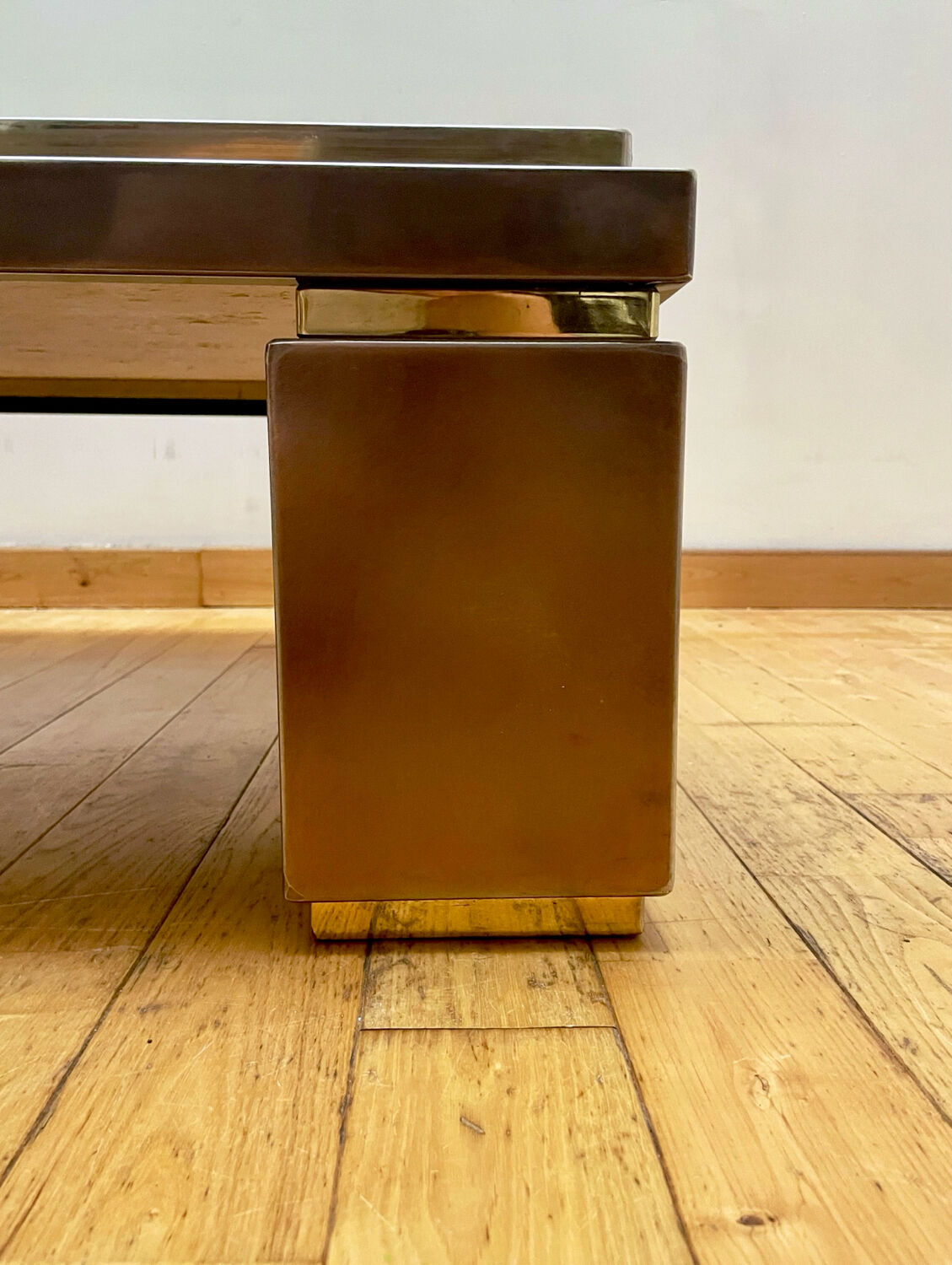 Belgochrome Coffee Table Travertine, copper and brass