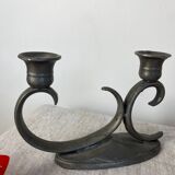 Pair of pewter candlesticks