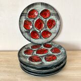 Vintage MBFA Pornic oyster barbotine plates from the 60s