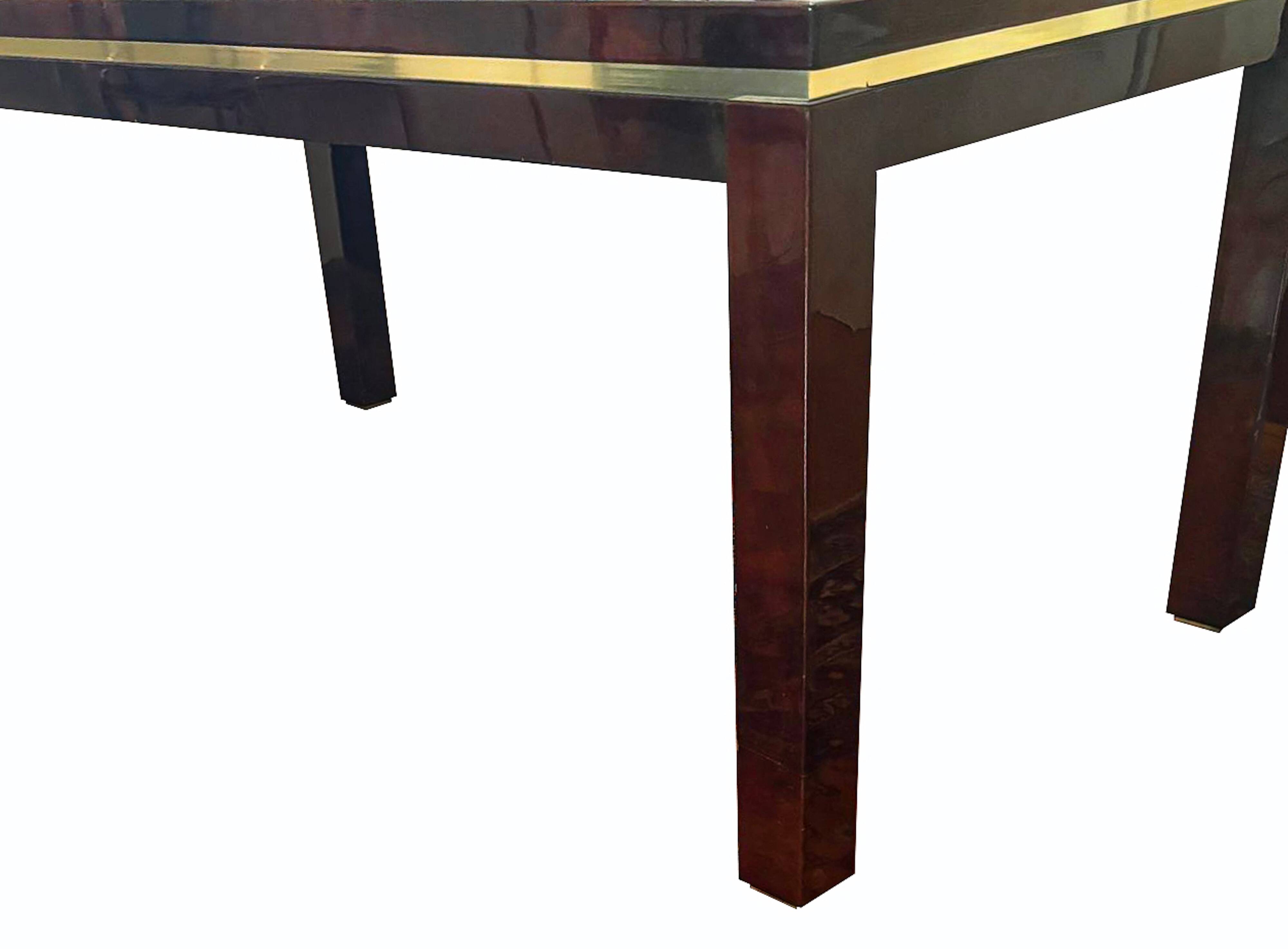 Table à manger italienne en cuir de chèvre par Aldo Tura, années 1970