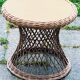 Small Vintage Wood and Rattan Roundtable 1960