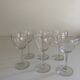 Set of 6 port wine glasses with engraved cherry decor from the 50s/60s