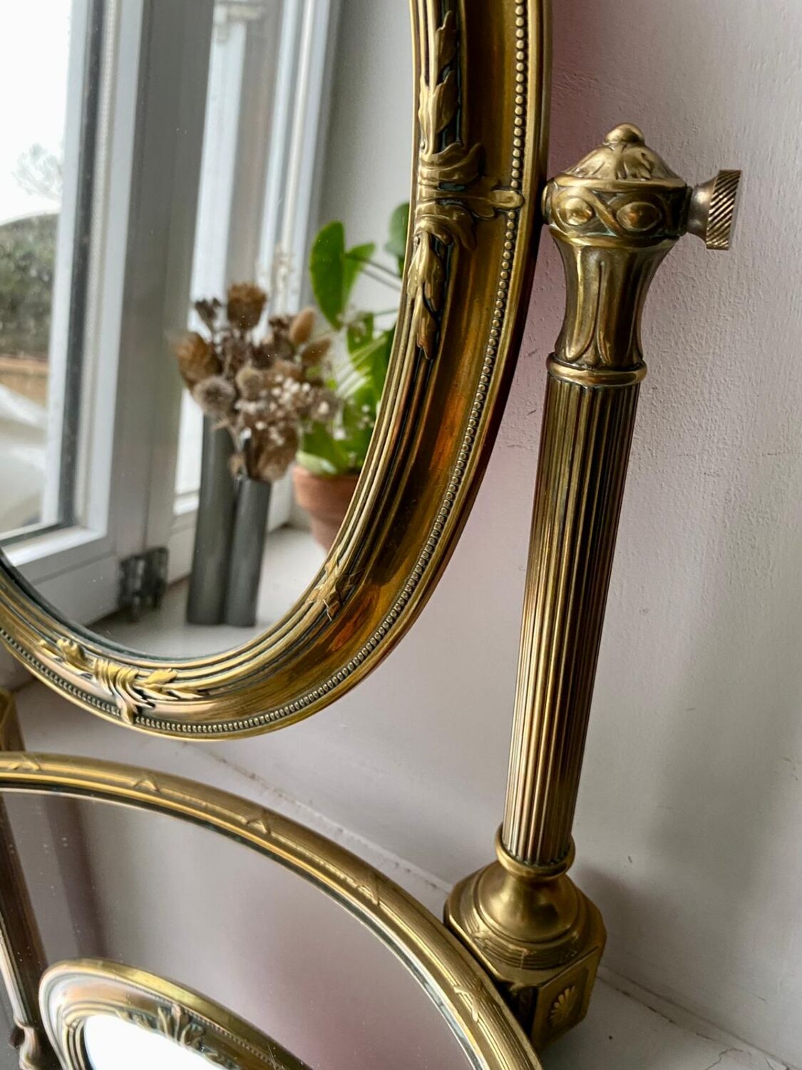 Brass psyche mirror 35x46cm