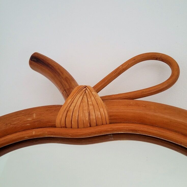 Vintage apple rattan mirror 32x32cm