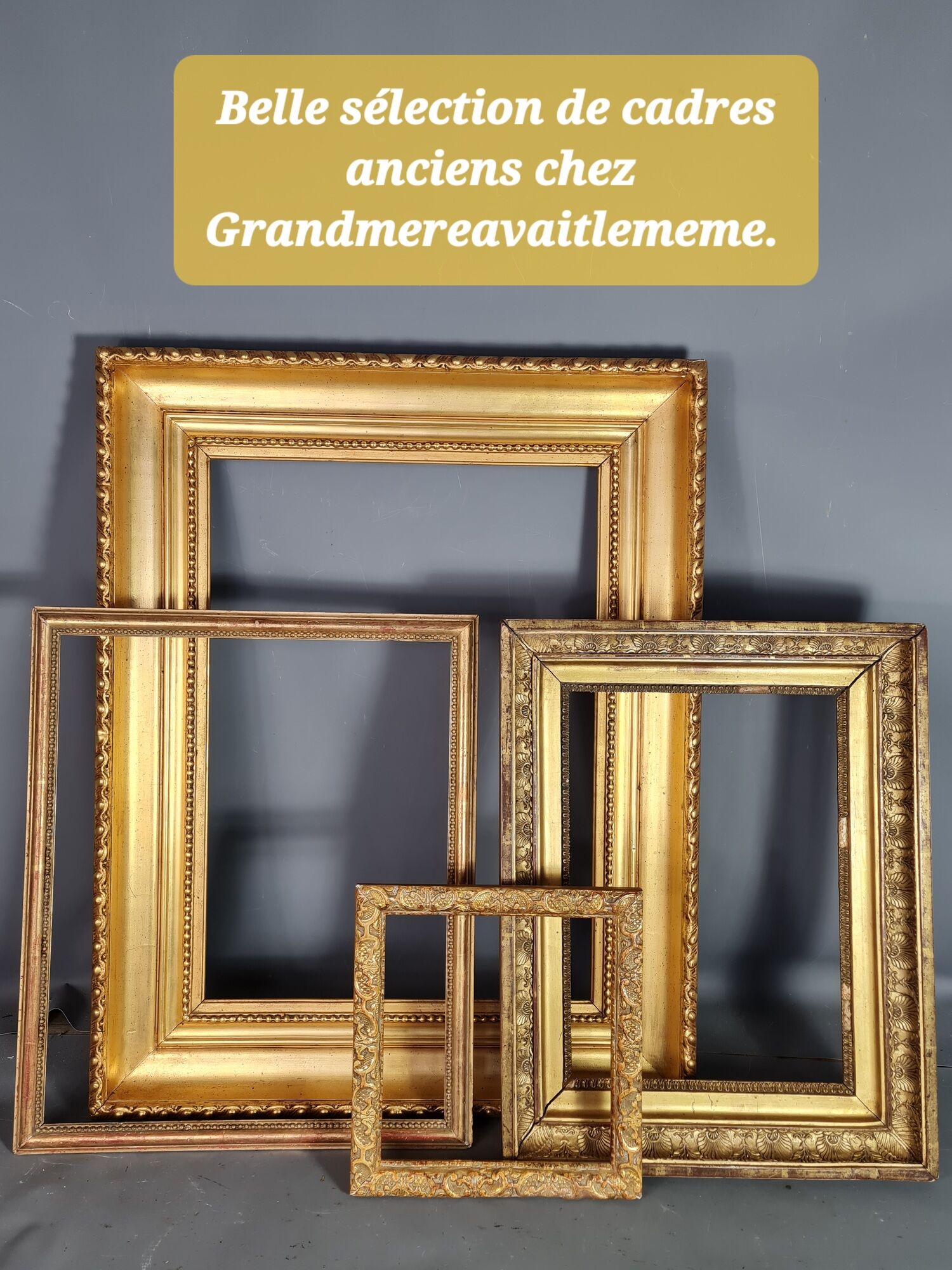 Oval frame curved glass gilded wood gold leaf 34x28 foliage 29.5x23.5 cm SB