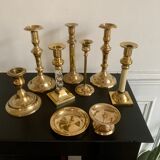 Set of 9 vintage brass candlesticks