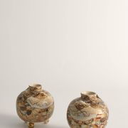 Satsuma Earthenware Vases, Hand-Painted Polychrome, Japan, Set of 2
