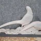 Pair of golden pheasants in crisp porcelain, Art Deco period
