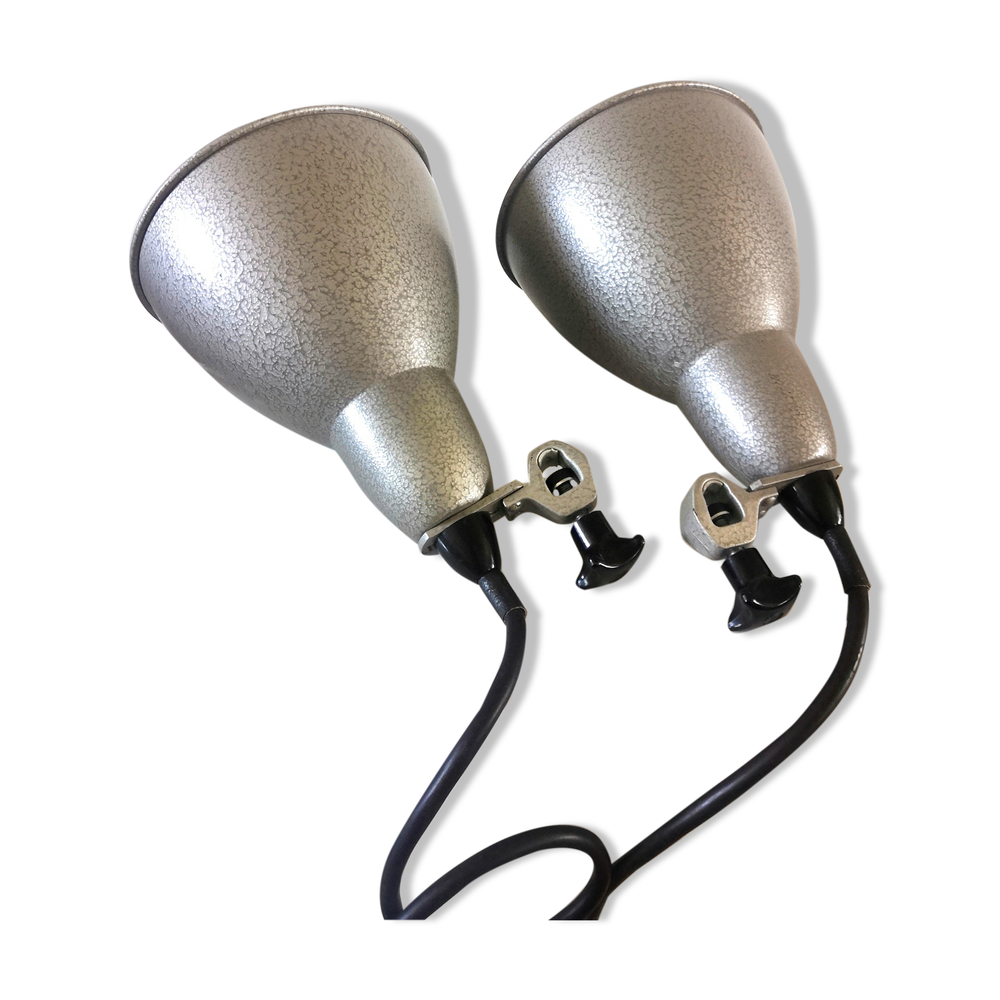 Pair of industrial lamps design 60s