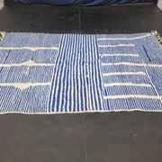 Handwoven Berber rug in blue and white, size 150x250 cm.