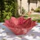 Vine leaf raspberry majolica centrepiece bowl
