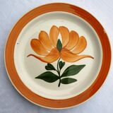 Set 6 plates Gien orange flower 1970 hand-painted decoration