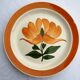 Set 6 assiettes Gien fleur orange 1970 décor peint à la main