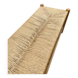Rustic bench in raffia and solid wood