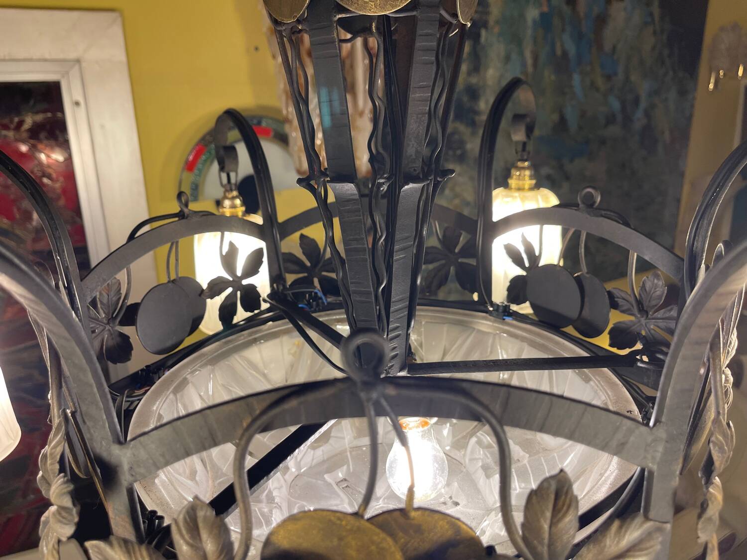 Art déco Muller Frères Luneville signé 7 lampes ,1930s