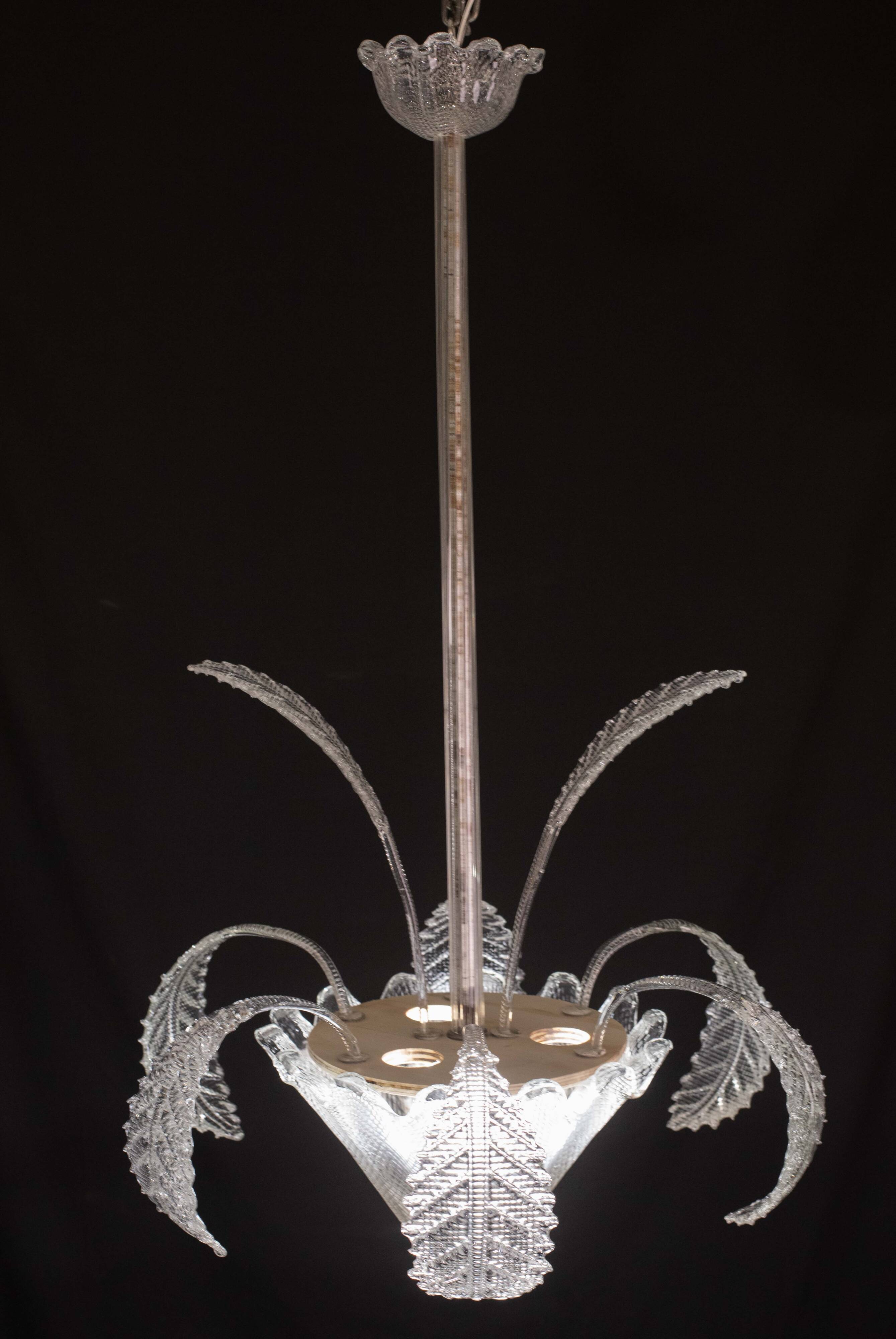 Art Decò, Barovier & Toso Chandelier, Murano Glass, 1950s
