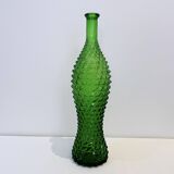 Empoli bottle vintage carafe in green diamond point glass Italy