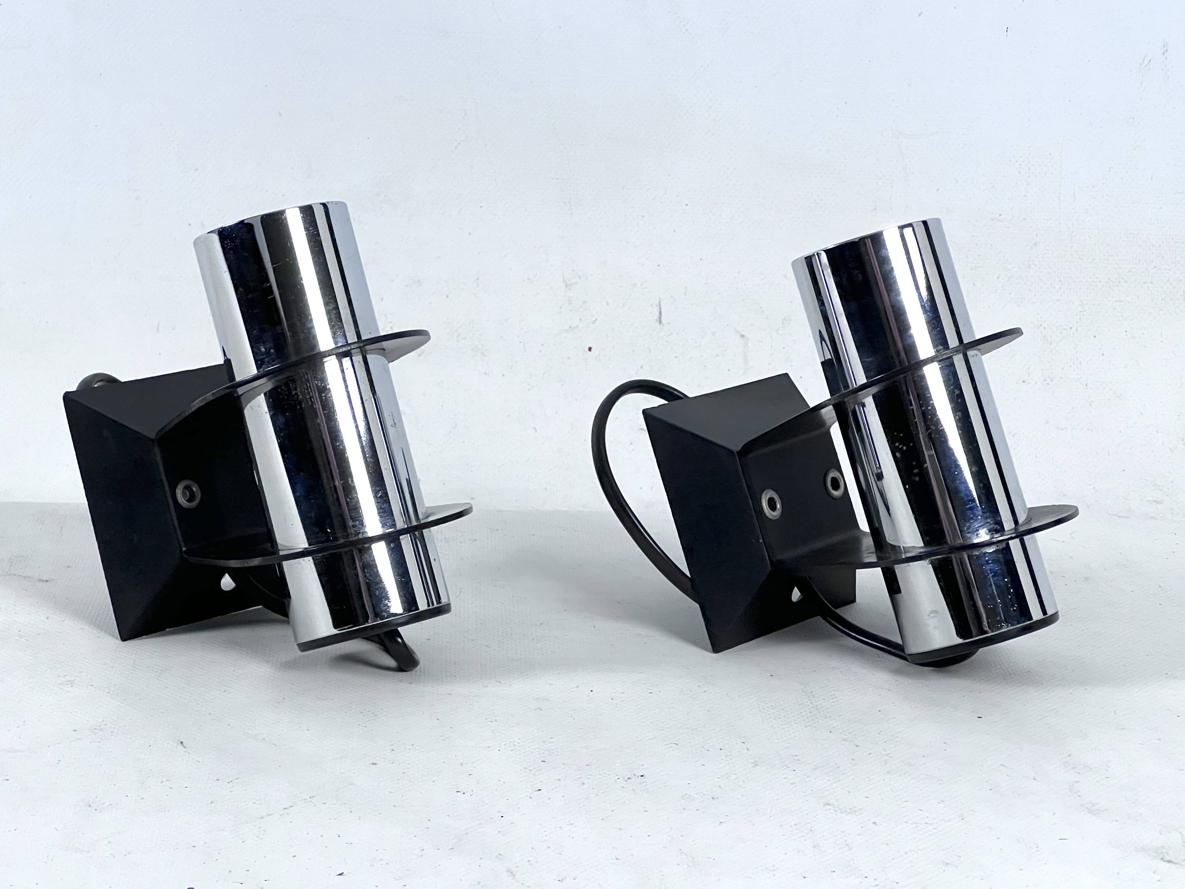 Targetti, pair of wall lamps model Elbow. Italy 1970s
