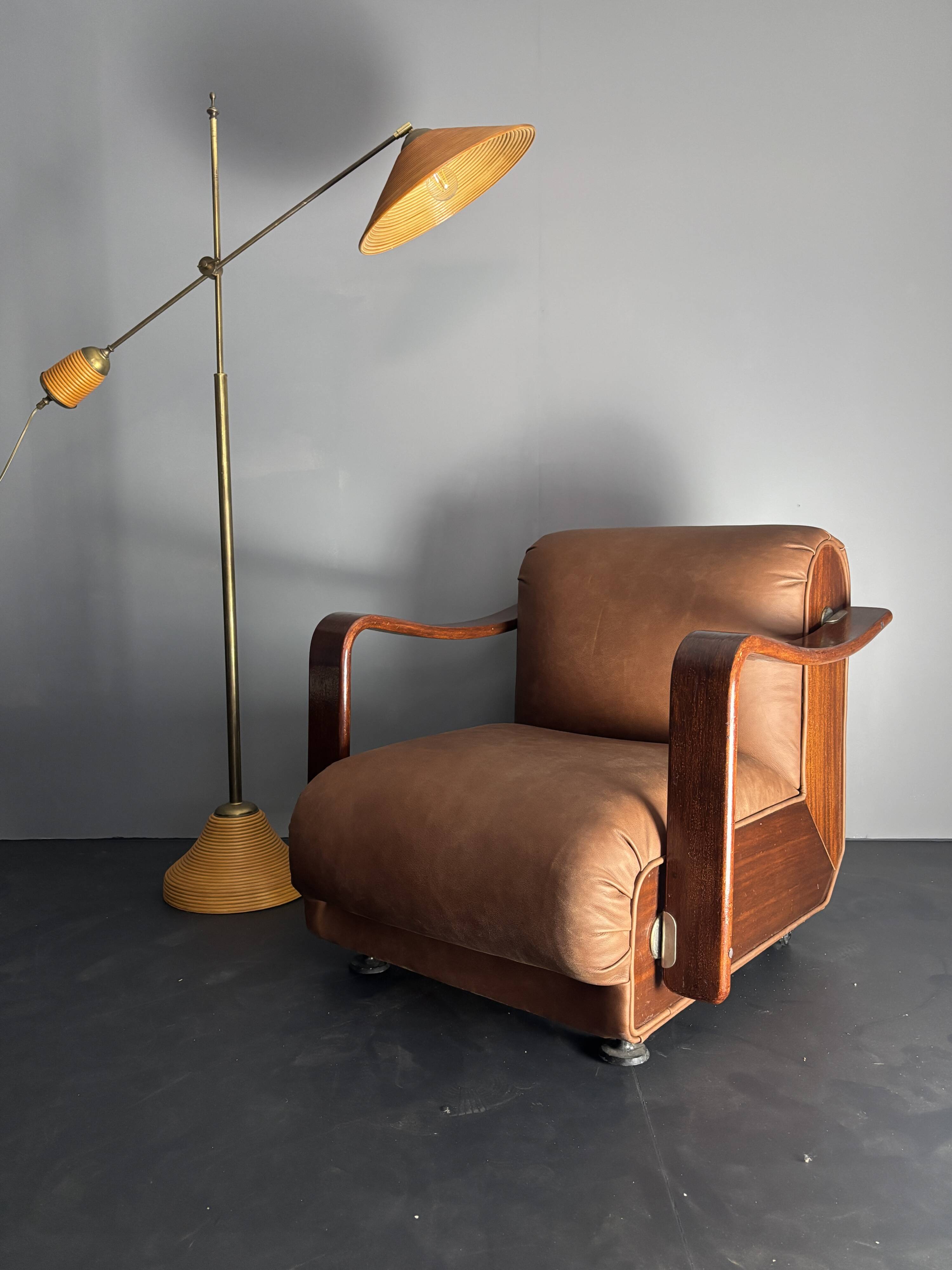 Midcentury brutalist embassy lounge or easy low club chair, 1960s