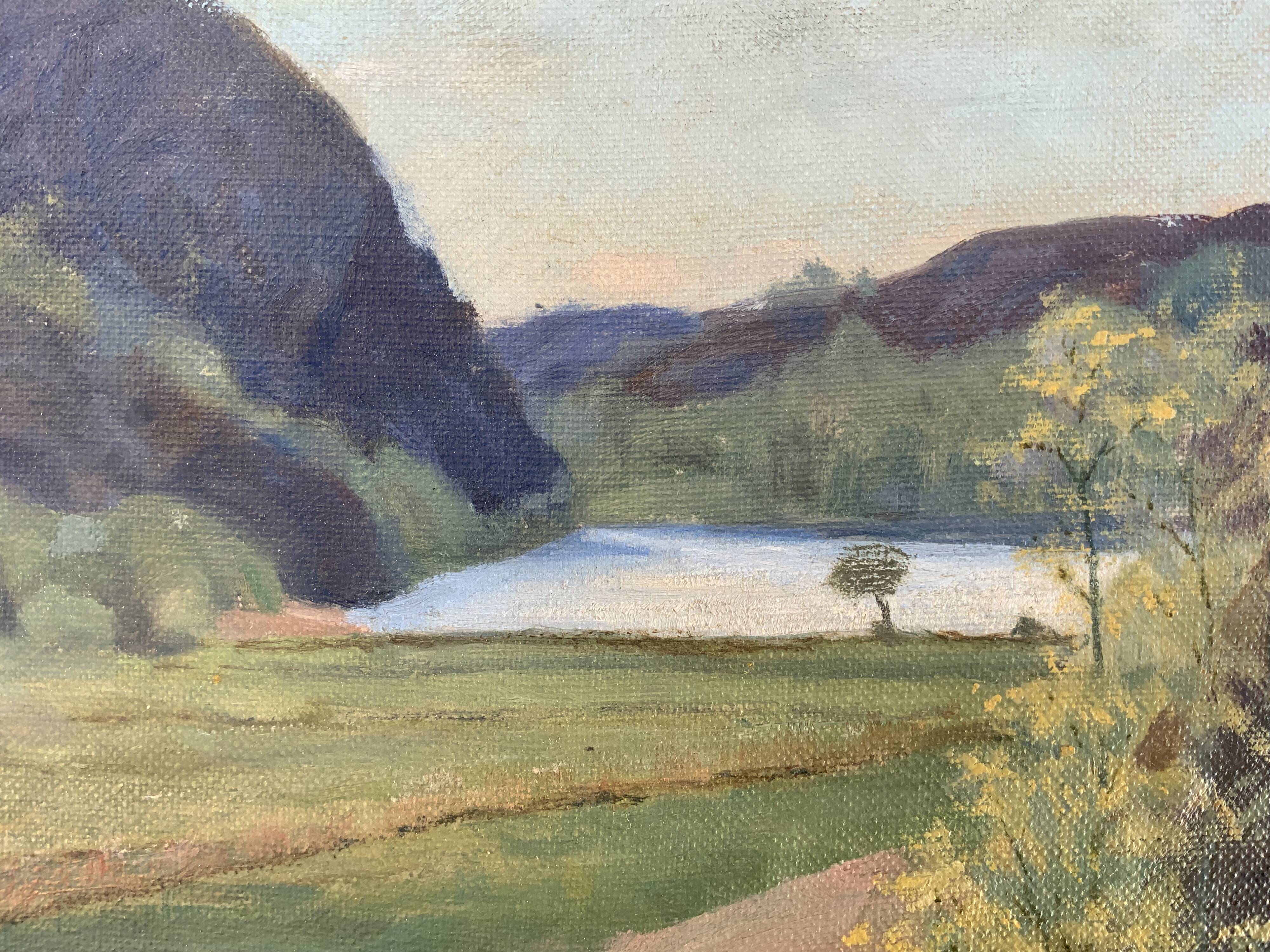 Small Vintage Oil Landscape signed by artist G. Carlson 1947