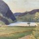 Small Vintage Oil Landscape signed by artist G. Carlson 1947